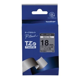 ブラザー ピータッチテープ18mm艶けし銀/黒 TZE-M941 00009899