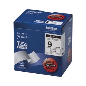 ブラザー ピータッチテープ 9mm白/黒(5個入) TZE-221V 00009844