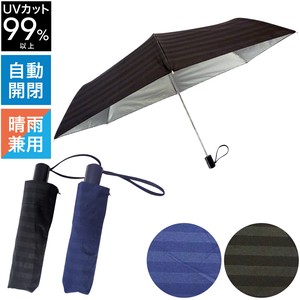 ［54cm］日傘 折りたたみ傘 晴雨兼用 フラットタイプ UVカット率99%以上 男女兼用 太ボーダー柄