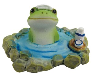 コポー　温泉に入るカエル 蛙 かえる  置物 マスコットオーナメント copeau