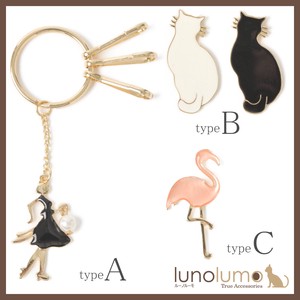SALE Key Ring Key Ring Cat Girl Flamingo Cat Cat Pearl Gold Silver