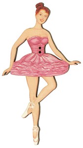 フランス製　木製ボタン【ピンク衣装のバレリーナ】