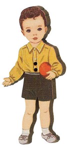 フランス製　木製ボタン　アトリエ ボヌール ドゥ ジュール 【黄色いシャッの男の子】