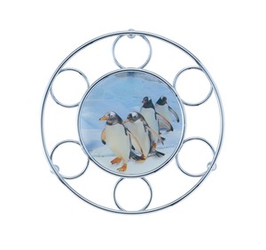 【キッチンアイテム】【動物モチーフ】ガラスプリント ワイヤーなべしき ペンギン 13740