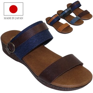 Made in Japan 2-Way Strap Sandal Wedge Sole Heel Blackstrap