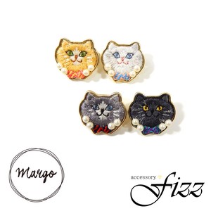 【Margo】刺繍ネコブローチ　76-0011