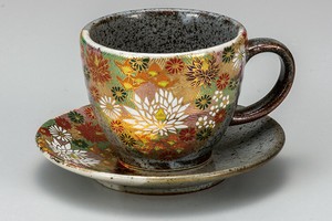 [Kutani Yaki] Cups & Saucer Flower