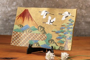 【九谷焼】13号飾皿　赤富士に鶴