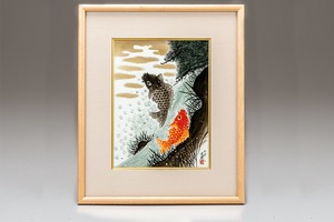 【九谷焼】陶額 鯉の滝登り