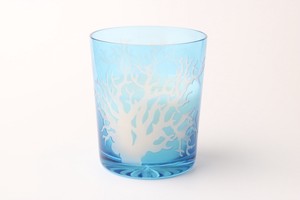 【さんごデザイン】/手づくり色ガラス/HAND=MADE/Sky Blue/キャンドルグラス　珊瑚礁空色