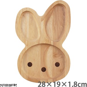 午餐盘 木制 餐具 兔子 动物 28 x 19cm
