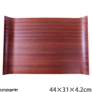 44cm×31cm アール型 木製 木 トレー レッドマホガニー トレイ プレート ウッド 天然木 合板 お盆