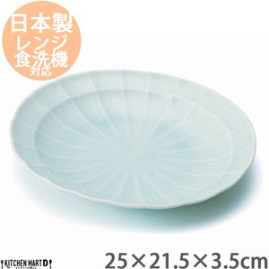 suzune-スズネ- 25×21.5cm 多様皿 緑青磁 ライトブルー オーバル プレート 楕円皿 パスタ皿 カレー皿