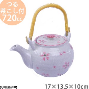 Japanese Teapot Earthenware Cherry Blossoms Pottery Tea Pot 4-go 720cc