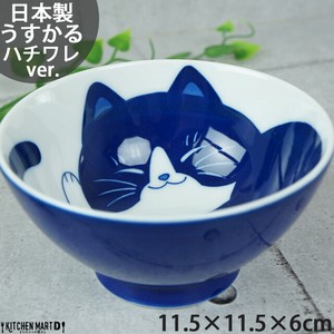 ねこちぐら ハチワレ 11.5cm ご飯茶碗 飯碗 子供 ごはん茶碗 茶わん 美濃焼 国産 日本製 陶器 猫 ネコ ねこ