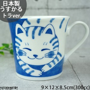 美浓烧 马克杯 陶器 猫咪图案 猫 猫图案 虎 日本国内产 300cc 日本制造