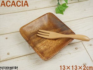 木製 プレート 木 アカシア 角13cm カフェ 食器 plate ウッドバーニング