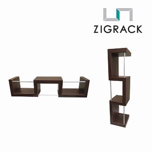 ZIGRACK ウォールナット 3連 幅57cm 石膏ボード対応シェルフ ウォールラック 壁掛け棚 飾り収納