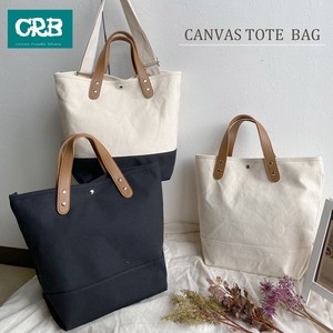 Synthetic Leather Handle Canvas Tote Bag