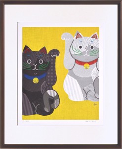 アートパネル 米澤 彩 白黒招き猫(C5905)