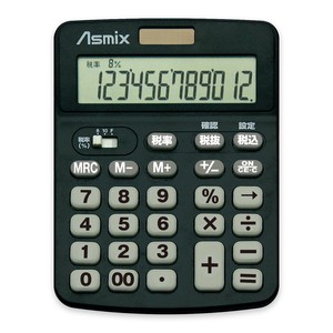アスカ　消費税電卓カラー　C1231BK