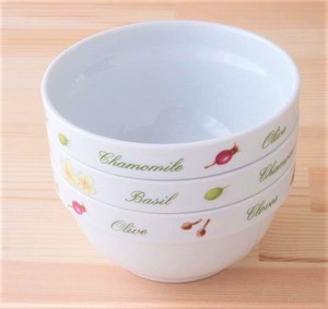 Herb Stack Bowl 3 Mini Dish Salad Bowl Plates Pottery Porcelain Floral Pattern Gift