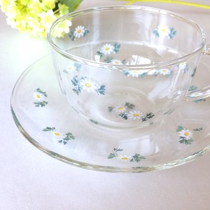 【白い爽やかな花柄】マーガレット　ガラス食器