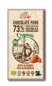 チョコレートソール　有機ダークチョコレート　カカオ73% アーモンド　150g【オーガニック】
