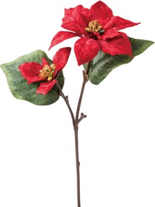 【造花】【クリスマス】ベルベットポインセチアスプレー