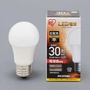 【アイリスオーヤマ　照明　LED電球】　LED電球 E26 広配光タイプ 電球色 30形相当（325lm）