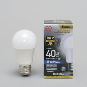 【アイリスオーヤマ　照明　LED電球】　LED電球 E26 広配光タイプ 昼光色 40形相当（485lm）