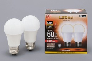 【アイリスオーヤマ　照明　LED電球】　LED電球 E26 2P 広配光タイプ 電球色 60形相当（810lm）