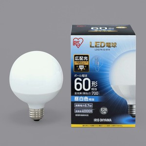 【アイリスオーヤマ　照明　LED電球】　LED電球 E26 ボール球タイプ 昼白色 60形相当（700lm）