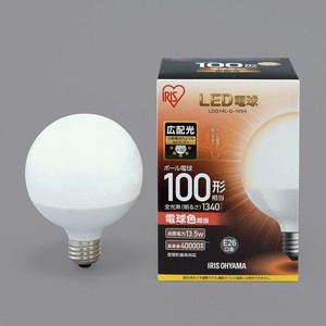 【アイリスオーヤマ　照明　LED電球】　LED電球 E26 ボール球タイプ 電球色 100形相当（1340lm）