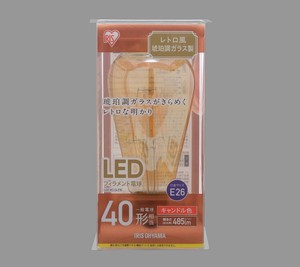 【アイリスオーヤマ　照明　LED電球】　LEDフィラメント電球 琥珀調　キャンドル色40形相当（485lm）