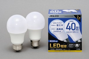 【アイリスオーヤマ　照明　LED電球】　LED電球 E26 広配光タイプ 2個セット 昼白色 40形相当（485lm）