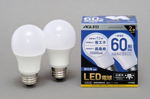 【アイリスオーヤマ　照明　LED電球】　LED電球 E26 広配光タイプ 2個セット 昼白色 60形相当（810lm）