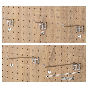 オリジナル 有孔パネル用 有孔ボード用 パンチングボード用 フック クローム(直径4mm)　バーフック
