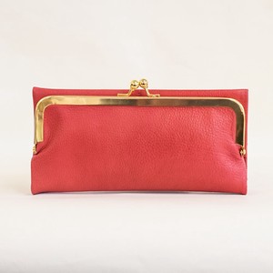 Long Wallet Red Cattle Leather Gamaguchi Ladies