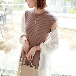Sweater/Knitwear Knitted Sleeveless Tops Rib Peplum