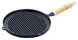 Nambu Ironware Grill Pan with Wooden Handle 25cm