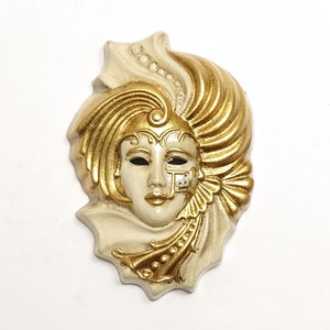 イタリア製 陶器 壁掛けベネチアンカーニバルマスク ジャーダ 仮面 金