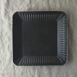 シュシュ・グレース 24.5cmスクエア皿 クリスタルブラック[日本製/美濃焼/洋食器]
