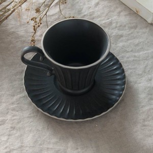 シュシュ・グレース コーヒーカップ&ソーサー クリスタルブラック(段)[日本製/美濃焼/洋食器]