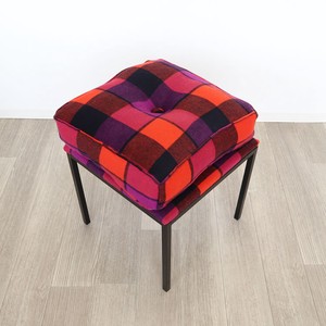 Chair Cushion Orange Checkered Stool