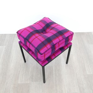 Chair Cushion Purple Checkered Stool