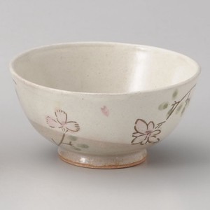 花もめん桜茶碗中　 陶器 日本製 美濃焼 飯碗