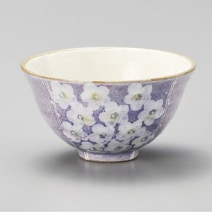 粉引花畑茶碗 紫 陶器 日本製 美濃焼 飯碗