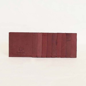 Cow Leather Inner Card Case Wine Vertical 10 Pcs Card Long Wallet Men's Ladies Wine Red