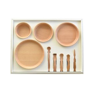 Wooden Child Plates 9 Pcs Set Run Sunshine Set [Made in Indonesia/Western-style tableware]